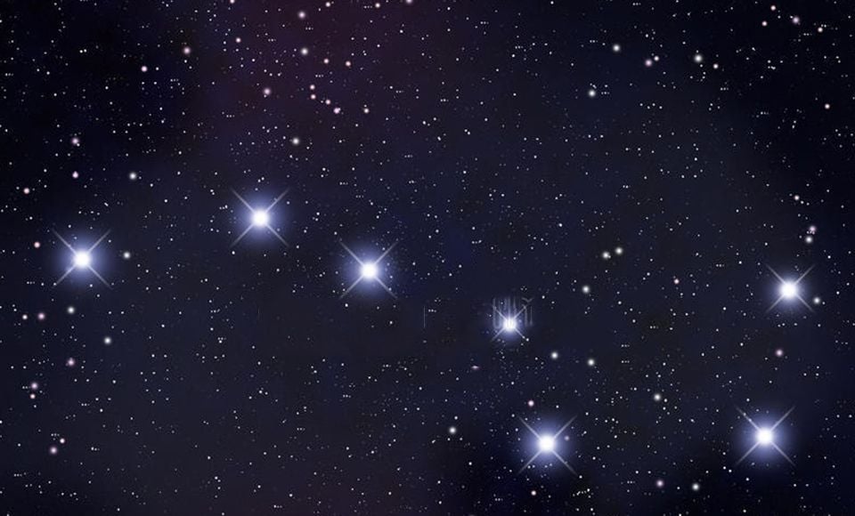 The Big Dipper constellation shines brightly against a dark, star-filled night sky.
